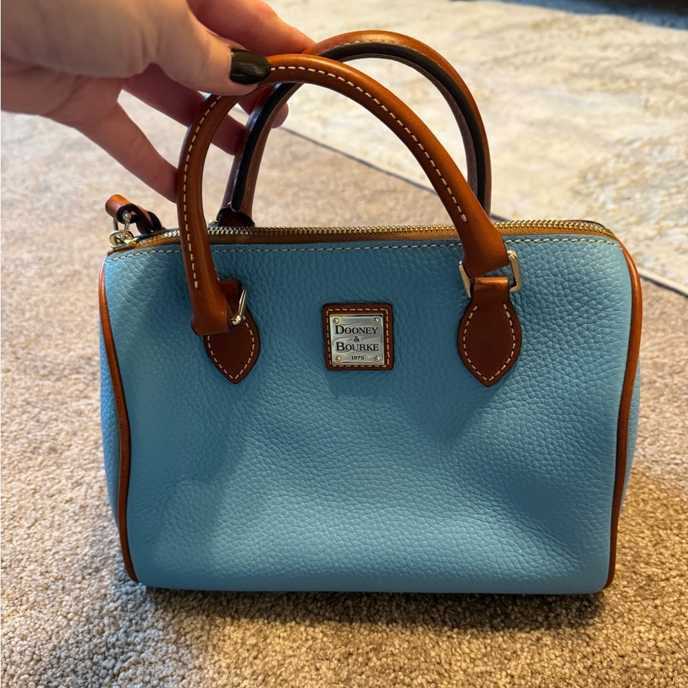 Dooney & Bourke Light Blue and Brown Satchel
